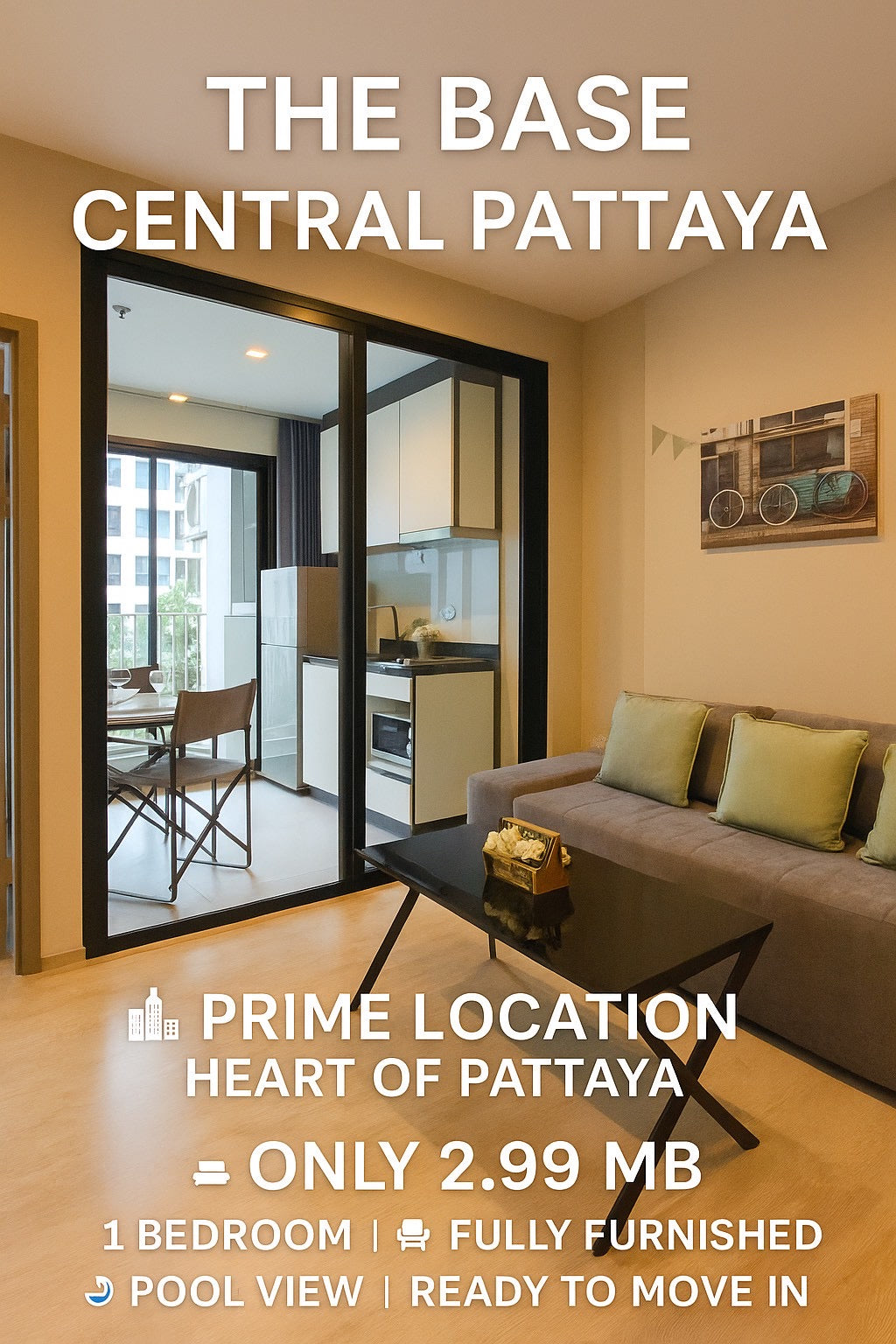 The Base Central Pattaya – 1 Bedroom Condo 29.9sqm, Pool View